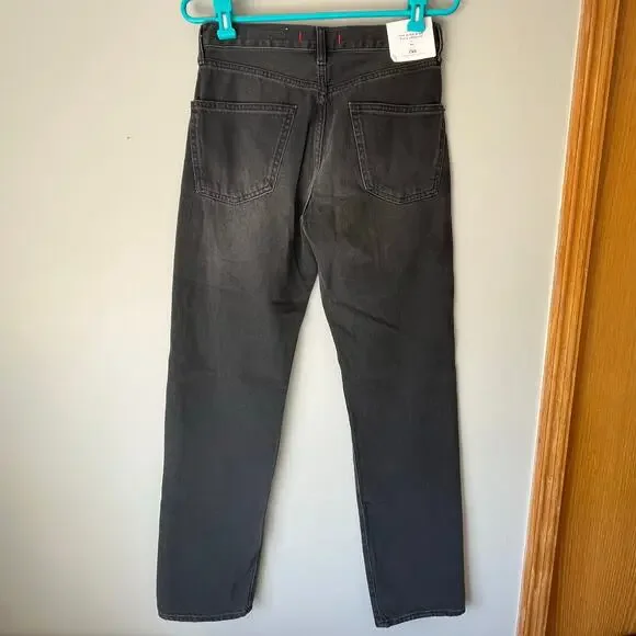 NWT! Zara Straight Leg Dark Gray High Rise Jean Size 4 - Picture 2 of 13
